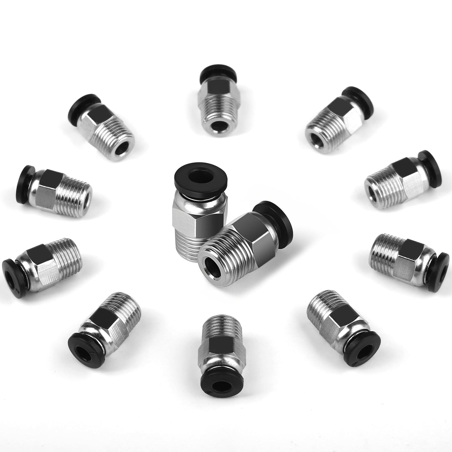 StLiSuYmx 10PCS Premium PC4-M10 Pneumatic Quick Connector Fittings, Bowden Tube Coupler Male Straight PTFE Tube Push for E3D-V6, Bowden Extruder Parts Compatible with Ender-3 and Ender-3 V2 3D Printer