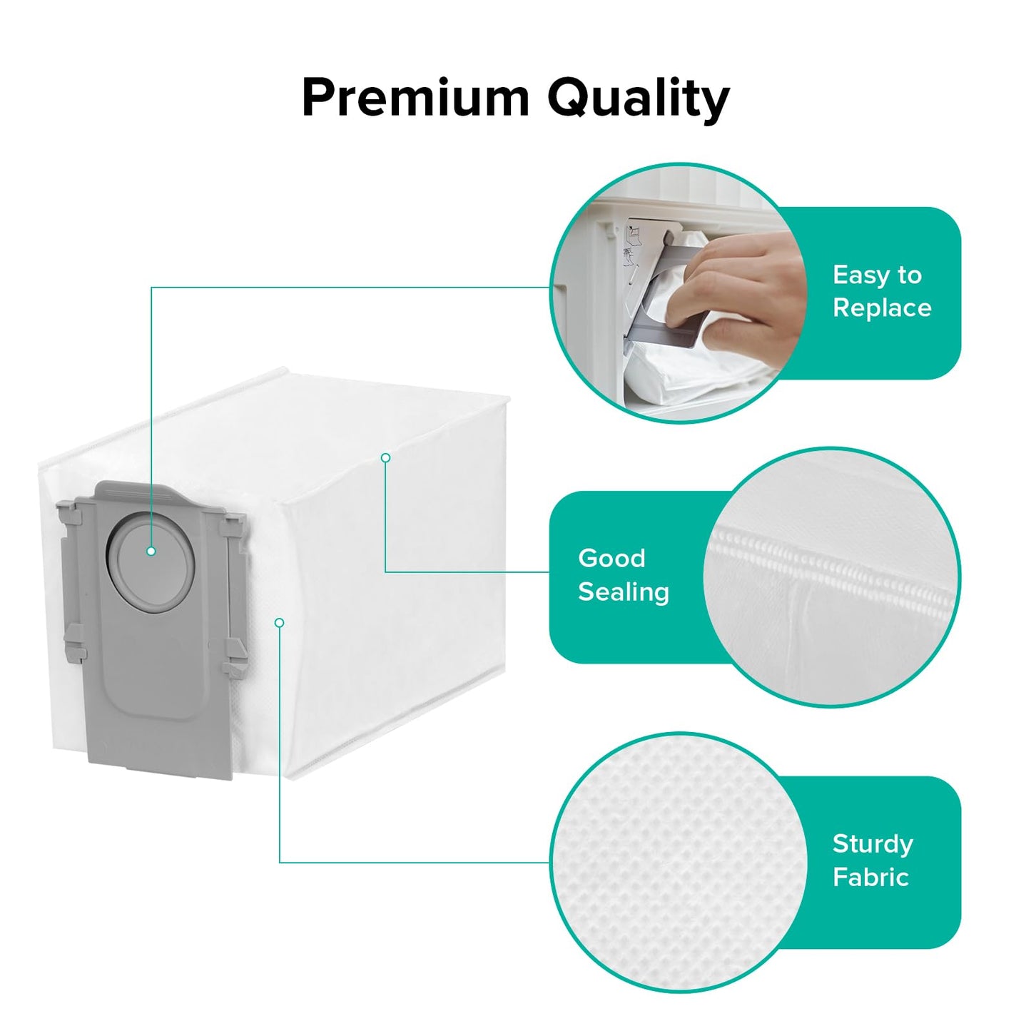roborock 6 Packs Disposable Dust Bags for QV35A, Saros10series, QrevoEdgeS5A, QrevoCurv2Flow, QrevoCurv CurvX S5X, QrevoSlim, S8MaxVUltra, S8MaxUltra, QrevoMaxV,QrevoEdge, QRevo series Robot Vacuum
