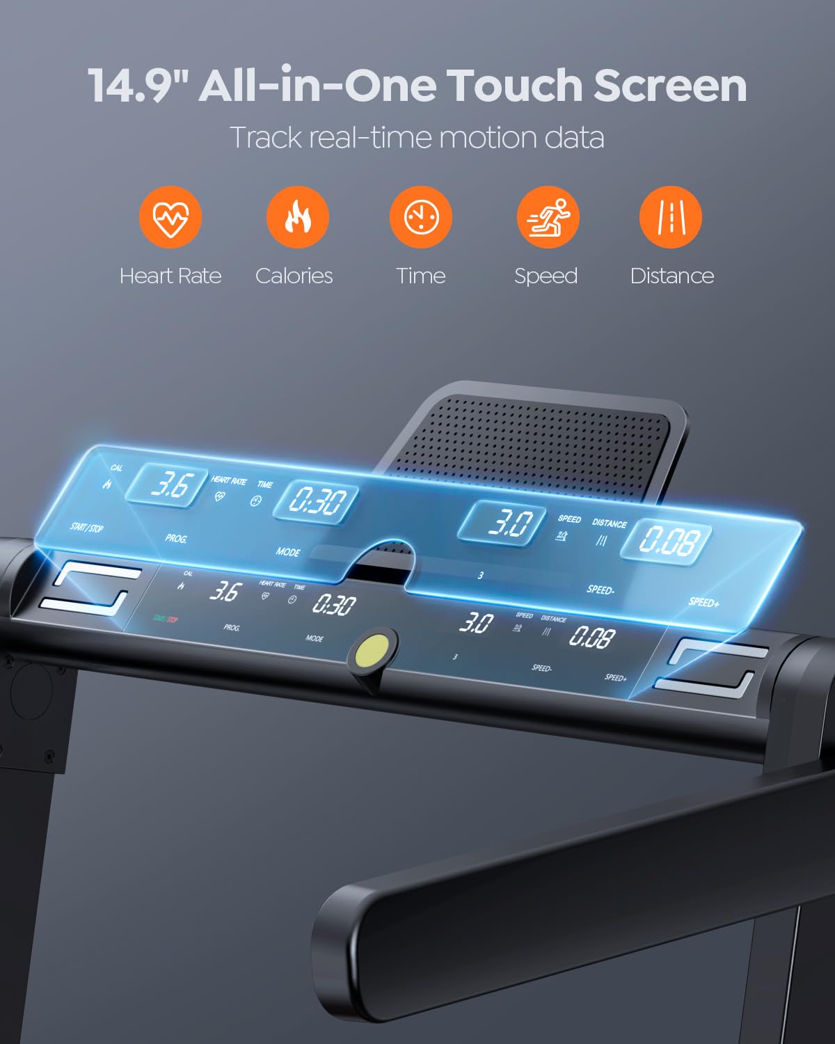 Acezoe Foldable Treadmill with Handle Bar, 2.5HP Treadmills for Home, Under Desk Treadmill with 300LBS Capacity, Walking Pad with Speaker, APP/Remote Control