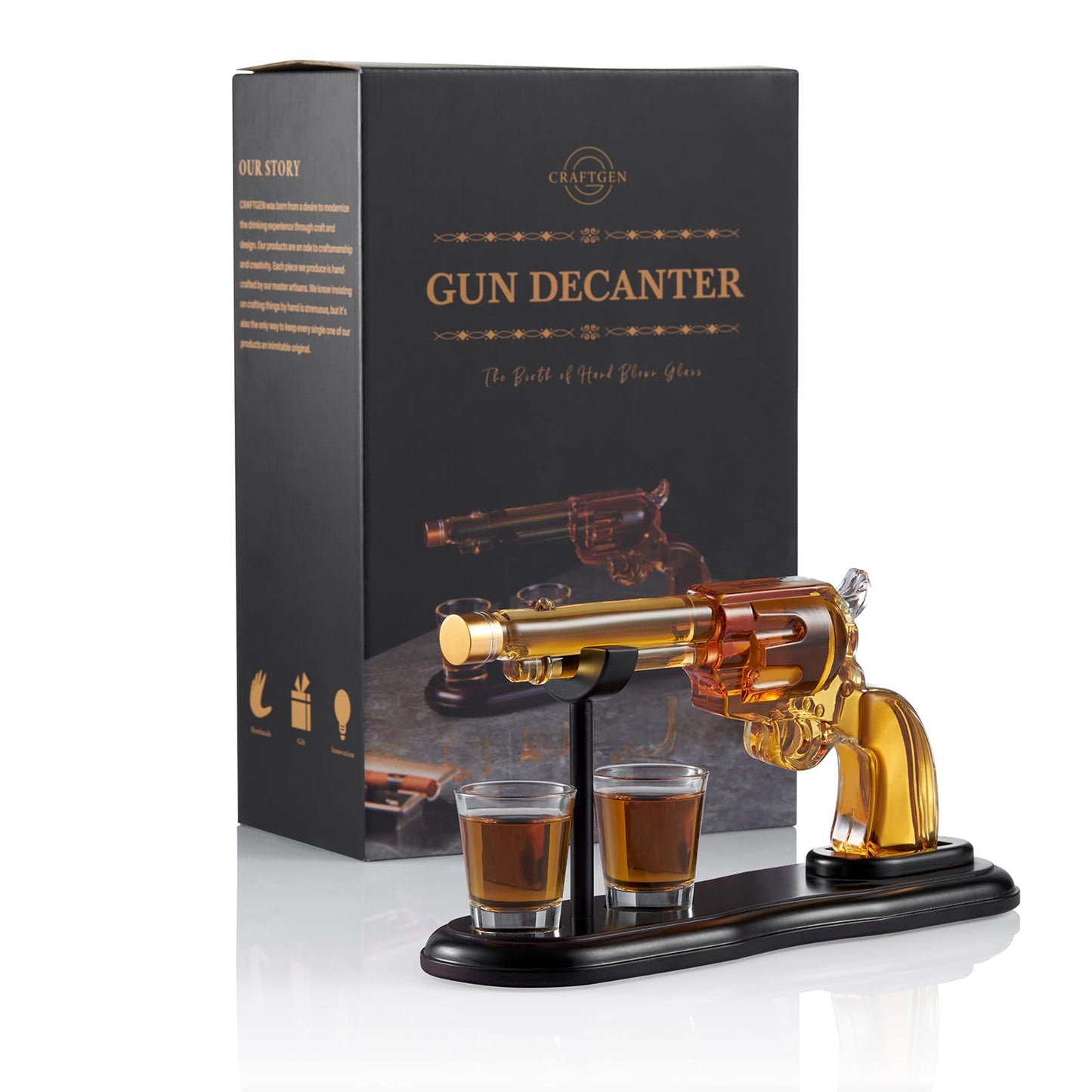 Gifts for Men Dad, Gun Whiskey Decanter Set with Shot Glasses, Unique Western Cowboy Style, Birthday Gift Ideas for Him, Liquor Decanter for Bourbon Alcohol Tequila, Liquor Dispenser Home Bar Drinking