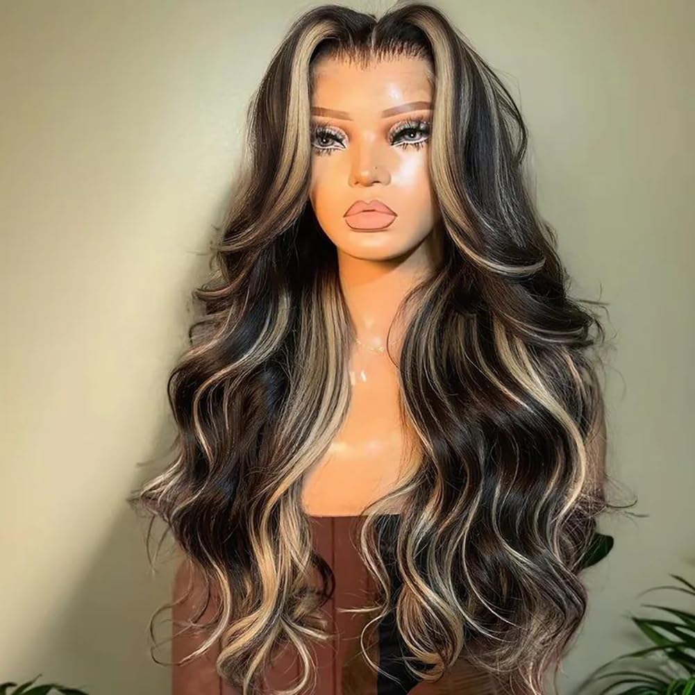 Kephare FB/27 Highlight Balayage Wig Human Hair 13x4 HD Lace Front Wigs Body Wave 1B/27 Ash Blonde Omber Glueless Wig Pre Plucke