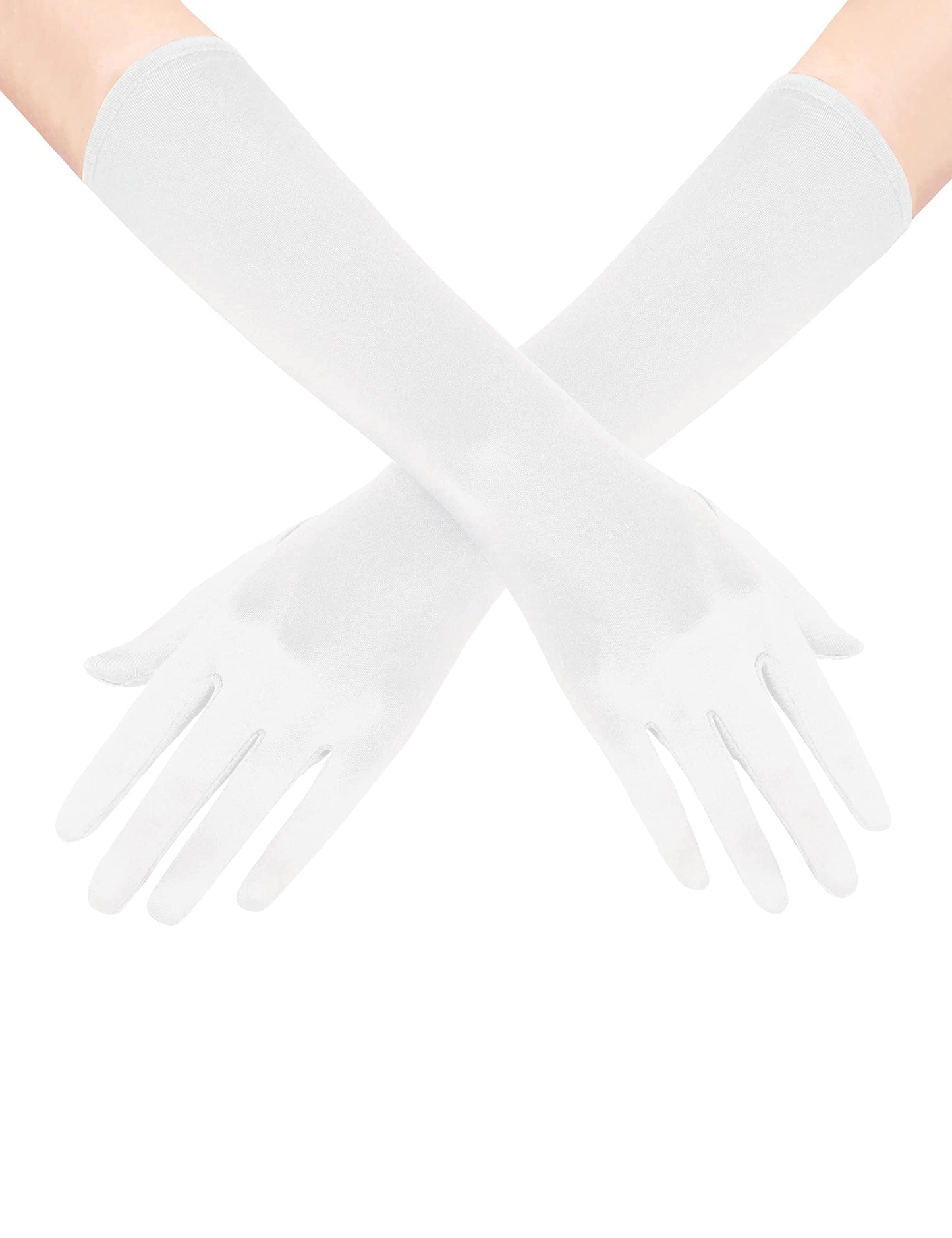 BABEYOND Long Opera Party 20s Satin Gloves Stretchy Adult Size Elbow Length 15 Inches