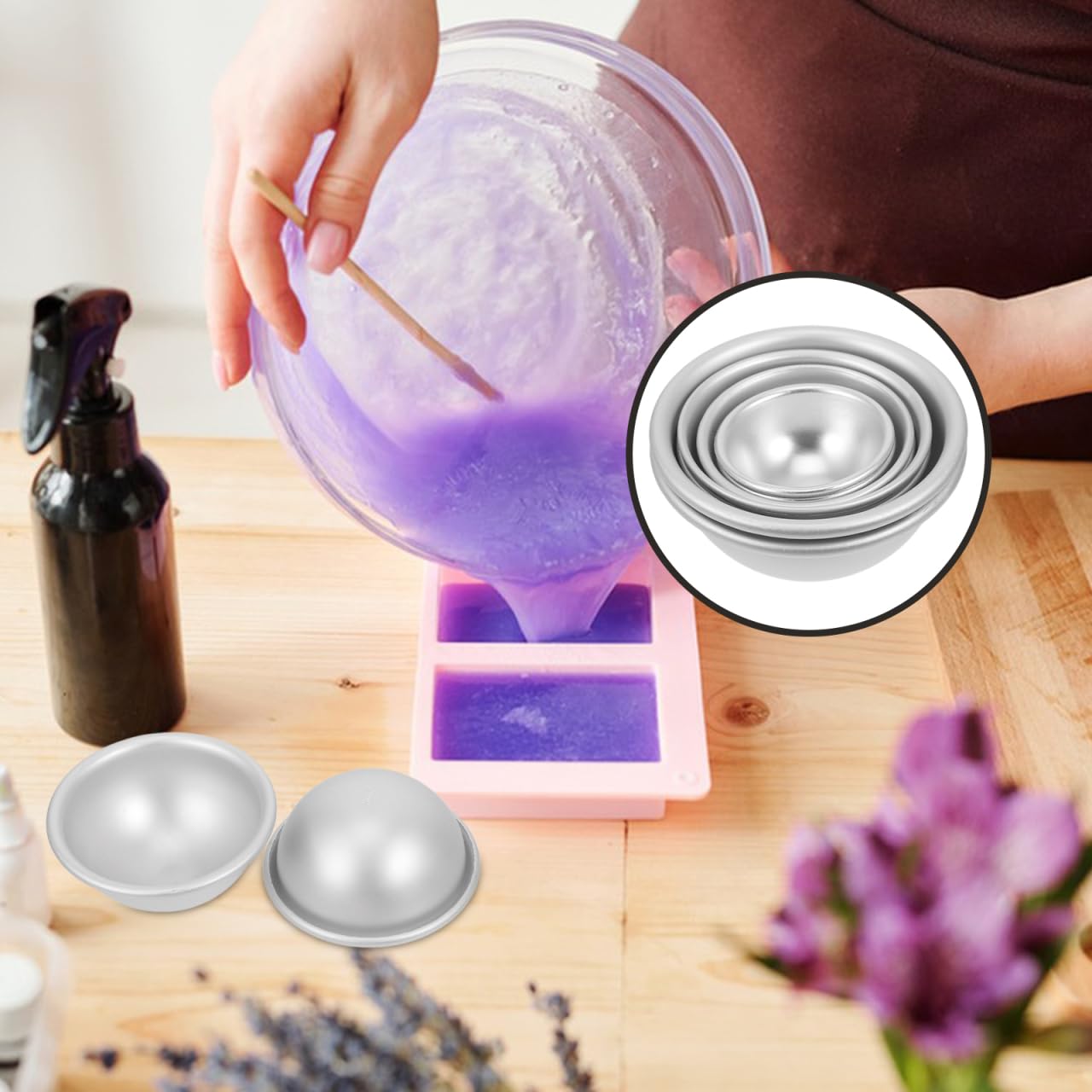 Tofficu 8Pcs Dome Cake Pan - Aluminum Cake Ball Mold - 1.77+2.16+2.55+3.14 Inch Half Ball Cake Pan - Football Cake Pan - 3d Round Shape Cake Mold for Birthday Wedding Anniversary DIY Cake Baking Tool