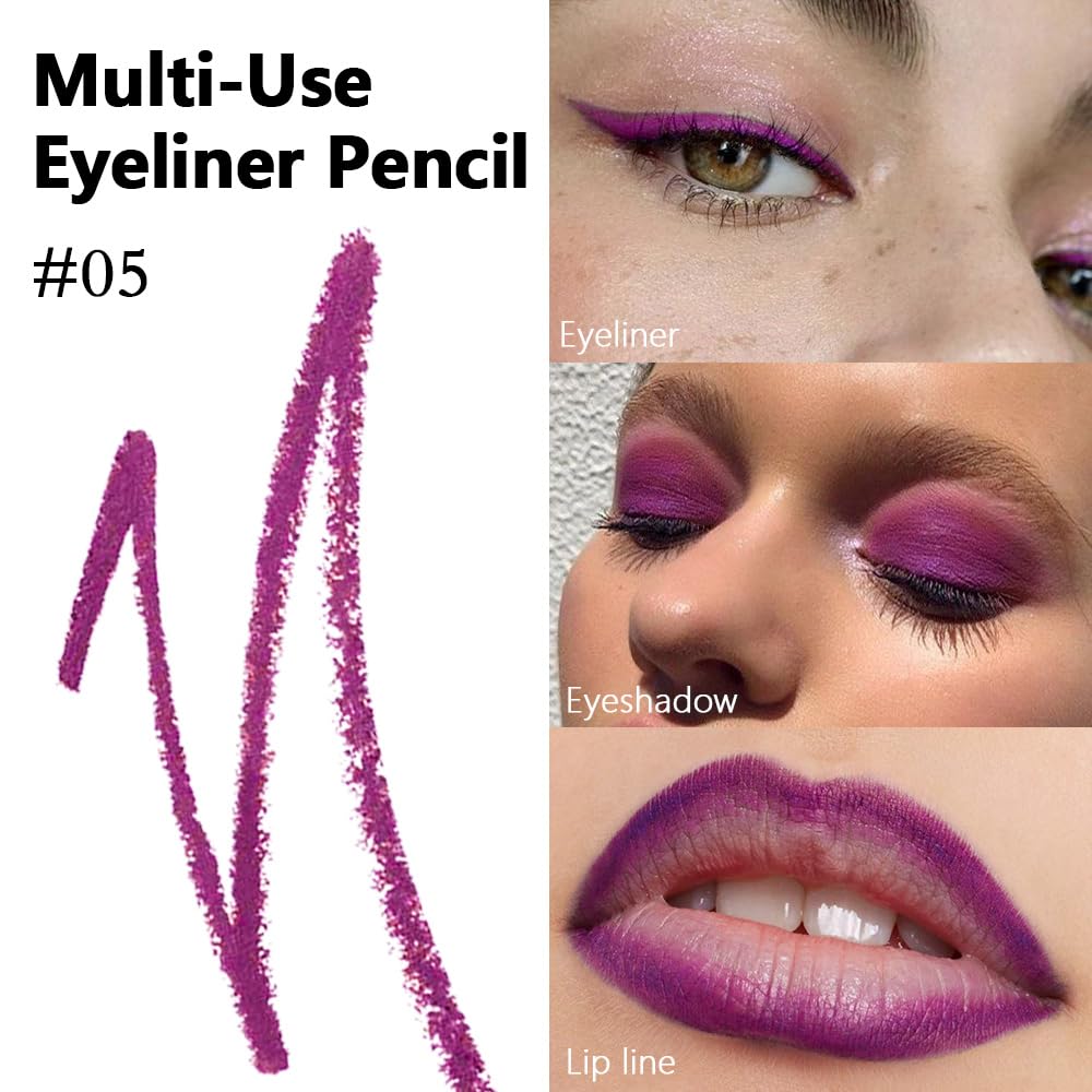 Kaely Gel Eyeliner Pencil for Women, Grape Purple Eye Liner Waterproof Smudge Proof with Sharpener, Waterline Eye Makeup Liners,