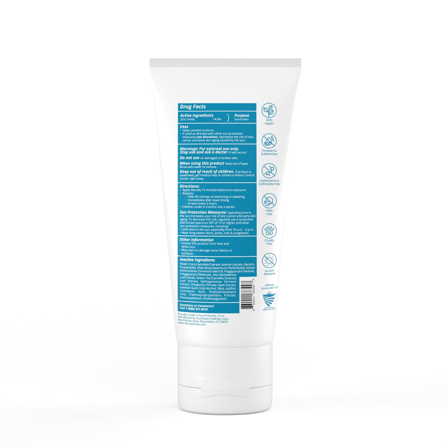 Florida Glow Mineral Sunscreen SPF 30 for Face & Body - Lightweight Zinc Oxide Sunscreen, Broad-Spectrum UVA/UVB Protection, Wat
