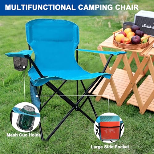 SAILARY Folding Camping Collapsible Chairs Heavy Duty Lawn Chair with Cooler Bag, Storage Pocket, Waterproof Bag Outdoor A...