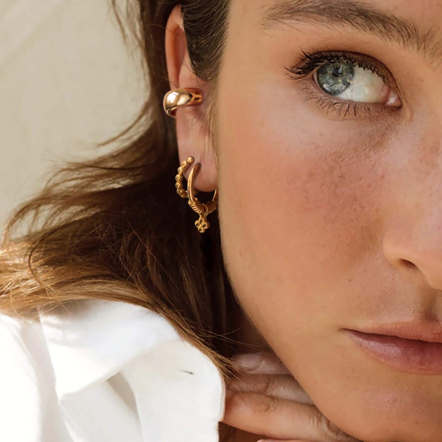 MYEARS Women's 14K Gold Filled Wrap Hoop Earring, 3.8-3.9mm, 7mm Band, Non-Pierced, Hypoallergenic, Minimalist, Boho Beach Style