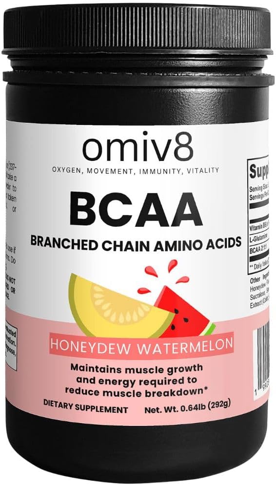 OMIV8 BCAA Powder – Honeydew Watermelon | 2:1:1 Branched Chain Amino Acids | Muscle Recovery, Hydration & Endurance Suppor...