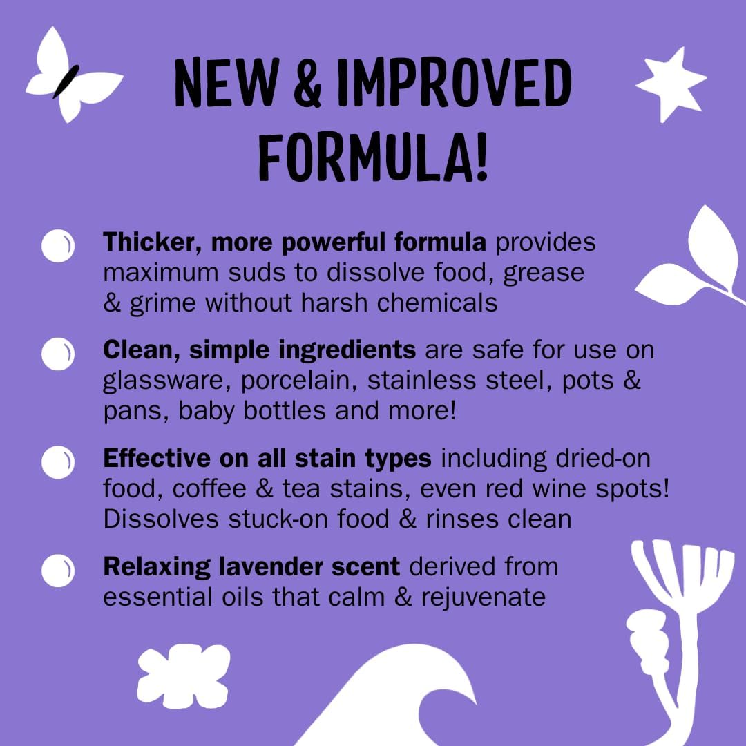 Molly's Suds Liquid Dish Soap | Clean, Simple Ingredients | Extra Scrubbing Power | Lavender Scent, 24 oz - 2 Pack