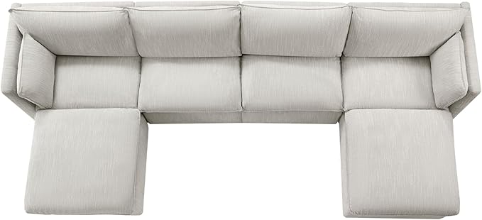 CHITA Luxury Oversized 148" U-Shaped Sectional Sofa Couch, Premium Down Filled Cloud Modular Sectional with Storage Ottoman, FSC Certified, 6 Seat for Living Room, Snow