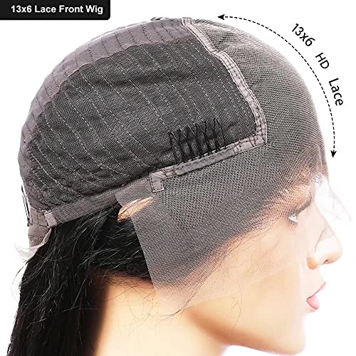 Body Wave Short Bob Human Hair Wig 13x6 HD Transparent Lace Front Human Hair Wig Brazilian Hair Natural Color 150% Density Short Wigs Ocean Wave Pre Plucked With Baby Hair For Women 8Inch