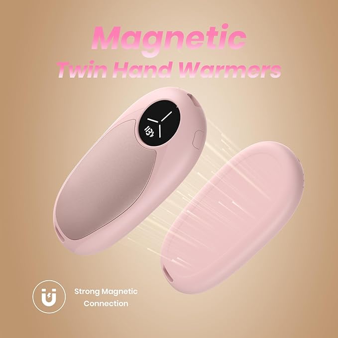 Hand Warmers Rechargeable 2 Pack Electric Hand Warmers Magnetic, 24Hrs Long Soft Heating Pocket Heater Gifts for Men Women Christmas Hiking Golf Hunting Ski