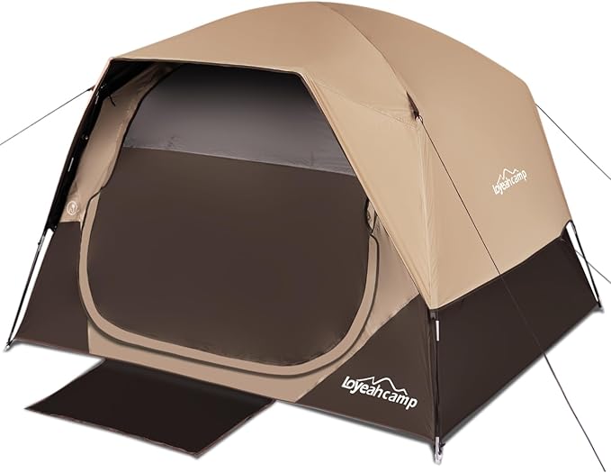 LOYEAHCAMP 4 Person Blackout Camping Tent, Easy Setup Waterproof Family Dome Tent for Camping with Rainfly, Portable Doubl...