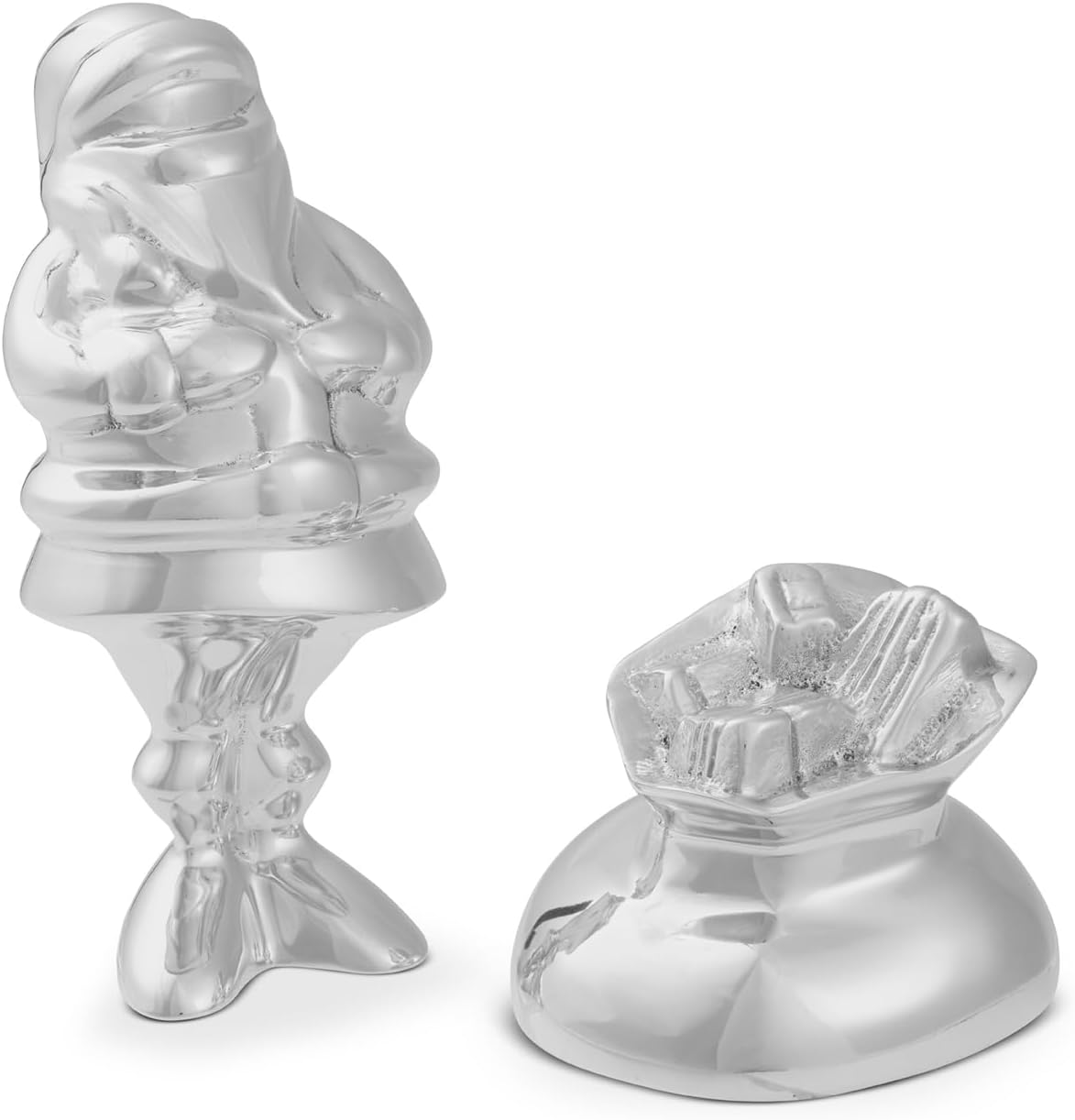 Nambé Holiday Collection Mini Santa Figurine with Gift Bag – Festive Christmas Decoration, Sculpted Alloy Collectible for Mantel or Tabletop Display, Seasonal Accent Capturing Joy of Gift-Giving