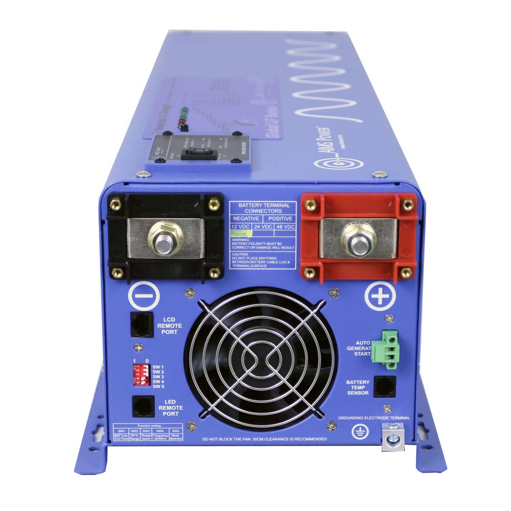 Aims Power Picoglf40W24V120V 4000 Watt Pure Sine Inverter Charger, 24Vdc To 120Vac Output, Remote Panel Available, Auto Frequenc