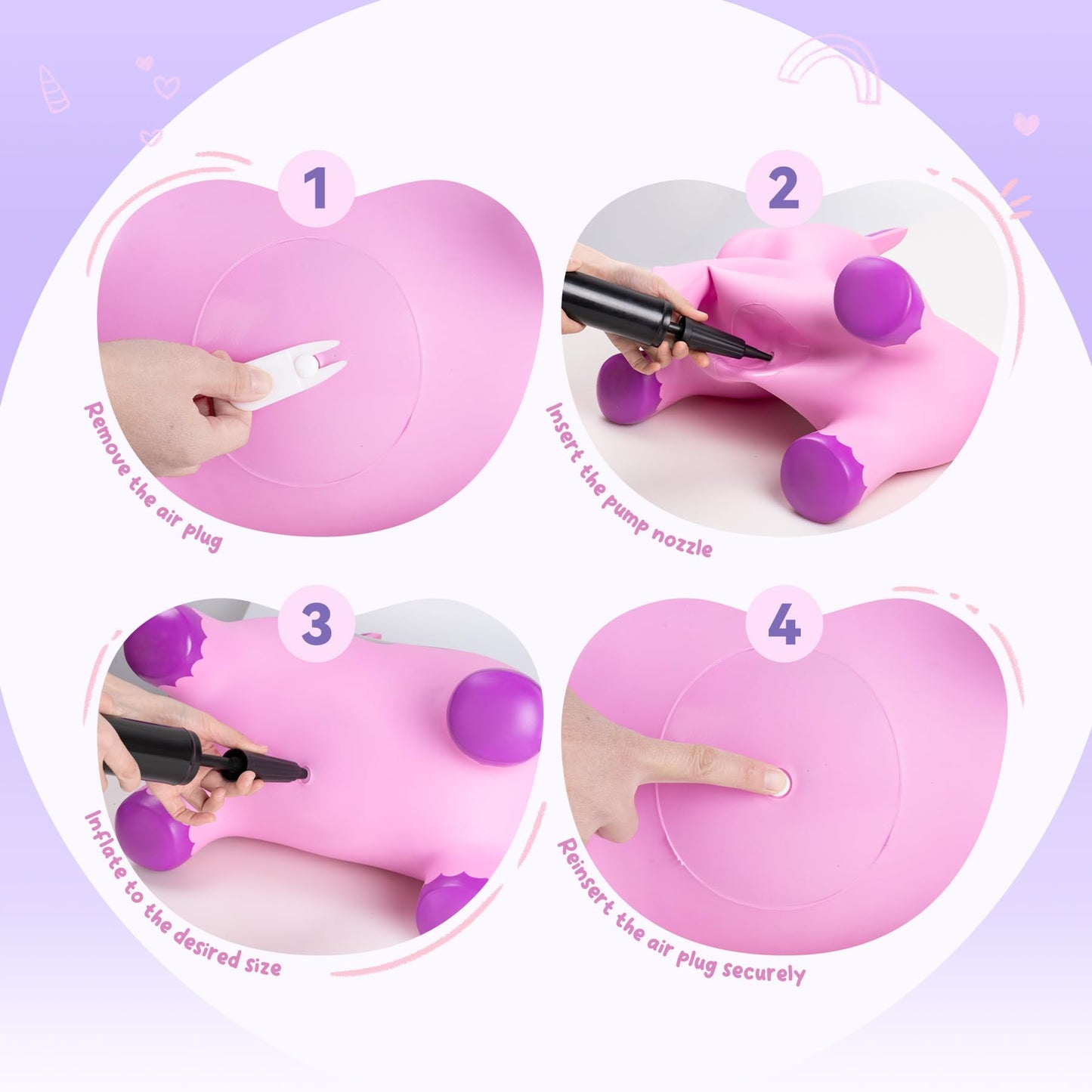ZOOJOY Unicorn Bouncy Hopper, Inflatable Bouncy Horse Hopping Toys for Toddlers, Indoor Outdoor Bounce and Ride On Bouncer Boys Girls, Birthday Gifts for 18 Months 2 3 4 5 6 Year Old with Pump