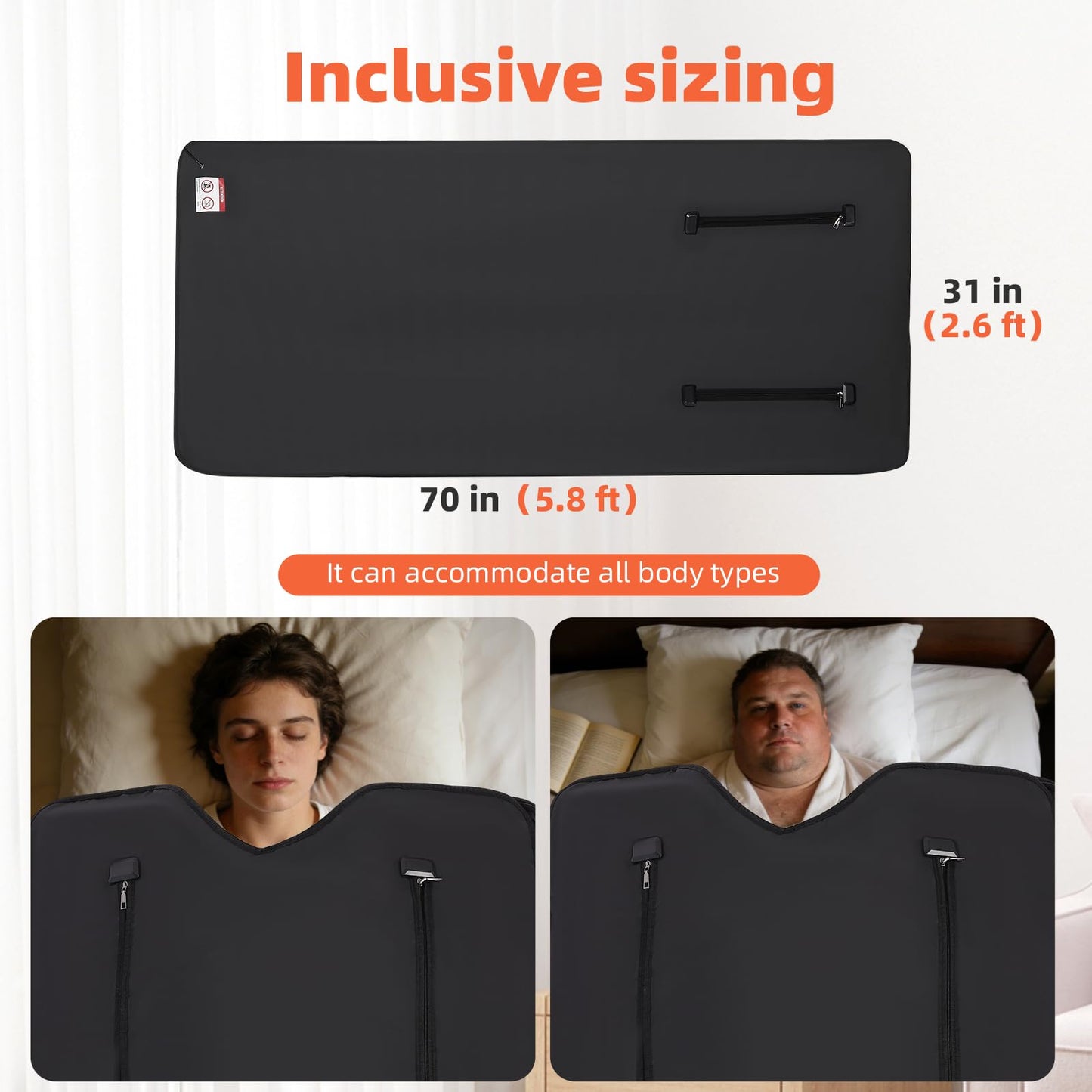 FAHKNS Infrared Sauna Blanket, Foldable Sleep Bag at Home, Portable Sauna Bag for Weight Loss and Detox, Red Light Blanket Full Body with Adjustable 30-60 Mins Timer, 95-176 ℉, 5.8Ft X 2.6 Ft