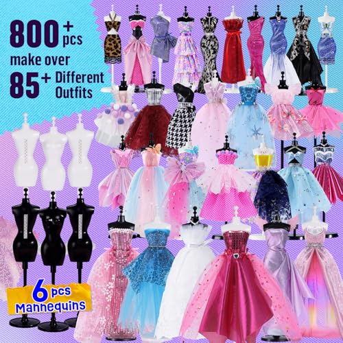 ONE TO FOUR 800+Pcs - Fashion Designer Kit for Girls with 6 Mannequins - Arts and Crafts Kit- Sewing Kit for Kid Ages 8-12...
