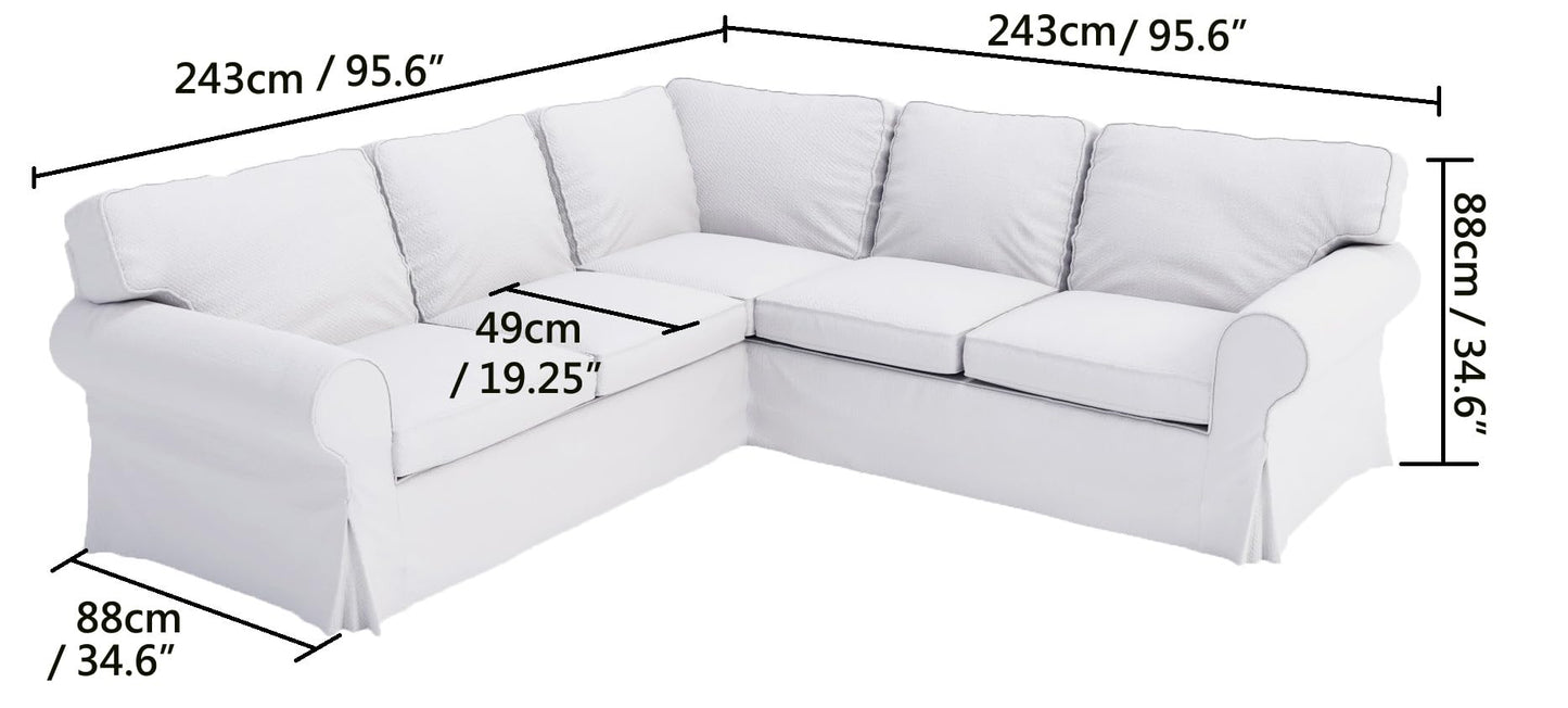 Heavy Duty Polyester Sofa Cover Only Replacement Compatible with IKEA Ektorp 3 Seat Sofa, Loveseat, Armchair, Sectional Corner, Chaise or Footstool Ektorp Slipcover (Light Gray Polyester 2+2)