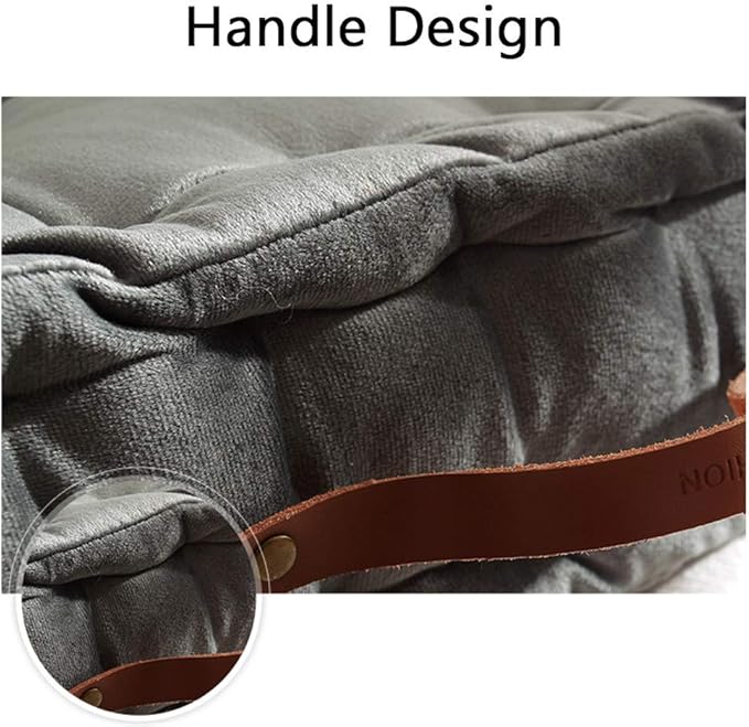 vctops Square Solid Color Velvet Seat Cushion with Handle Tufted Thicken Chair Pad Tatami Floor Pillow Cushion 16.5"x16.5"x4" Army Green
