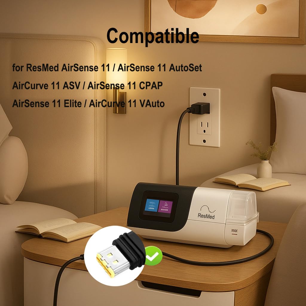 for ResMed AirSense 11 Power Cord, 65W 24V 2.71A Power Suply Replacement for ResMed 39205 E1399 / ResMed 390010 R390-7230, AirSense 11, AirCurve 11, AirMini, S11, AutoSet, 9.8FT Charger Cable