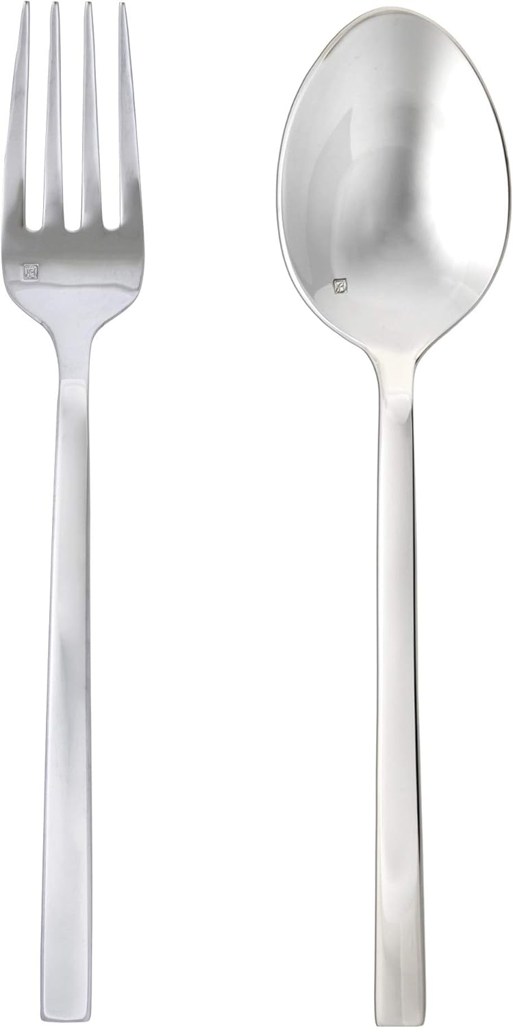 Fortessa Arezzo 18/10 Stainless Steel Flatware, 2 Piece Serving Set, 9.25", Silver