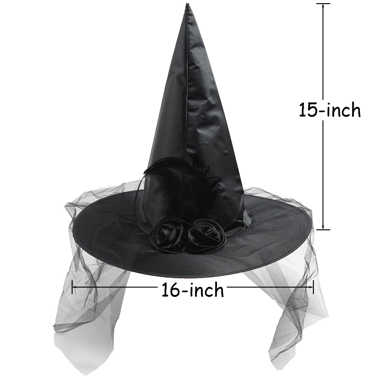Halloween Witch Hat Costume Accessory Women Hats for Halloween Party Cosplay (Black)