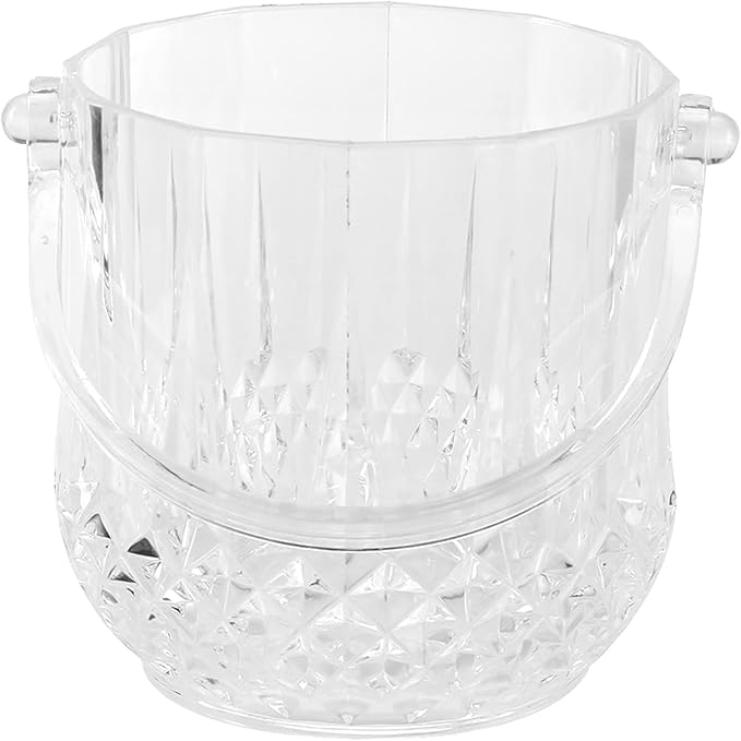 Plastic Ice Bucket, Household 1.8L Transparent Acrylic Ice Bucket with Carry Handle Champagne Wine Beer Drinks Cooler for ...
