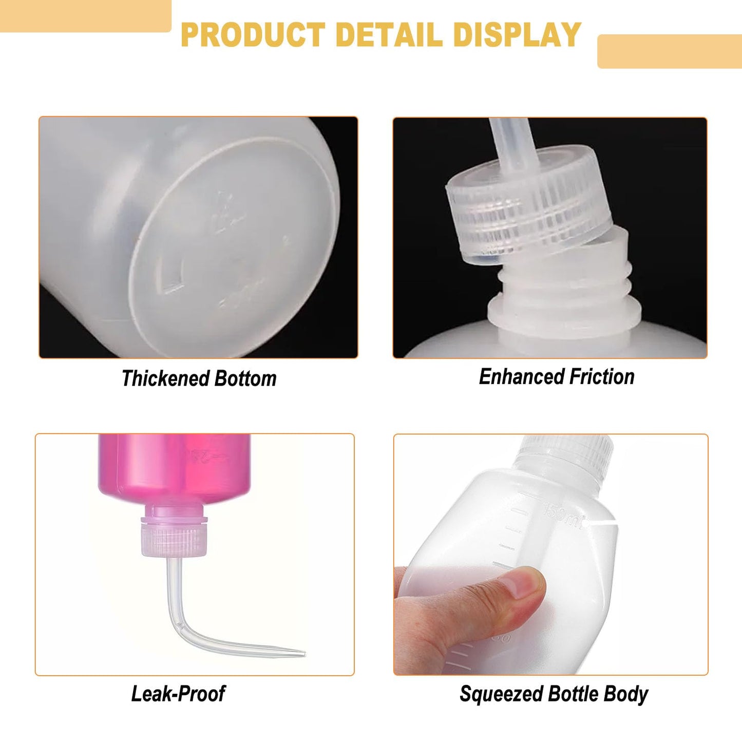 Yuelong Plastic Squeeze Bottle,2Pcs Safety Wash Bottle 500ml Convenient Green Soap Supply Tattoo Squeeze Bottle with Scale Labels Watering Tools for Medical Label Tattoo Supplies(500ml,16oz,1 Bottle)