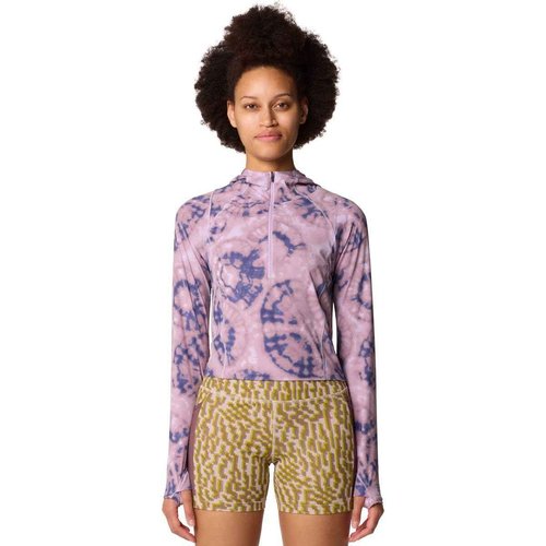 Mountain Hardwear Women's Crater Lake Crop Zip, Wisteria Spore Dye Print, X-Large