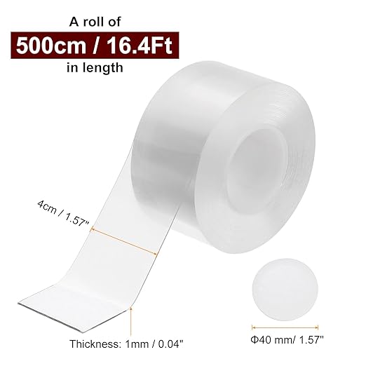 PATIKIL Double Sided Tape Heavy Duty, Transparent Nano Adhesive Mounting Tape for Picture Hanging Walls Decor, 1 Roll 5mx40mmx1mm Strip & 50 Pcs 8mmx1mm Circle