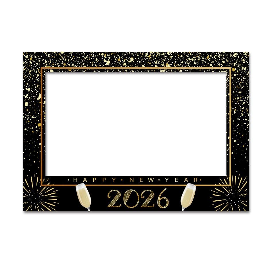 SWYOUN Glitter Happy New Year's Eve 2026 Party Photo Booth Props Supplies with Photo Frame(Pack of 17)