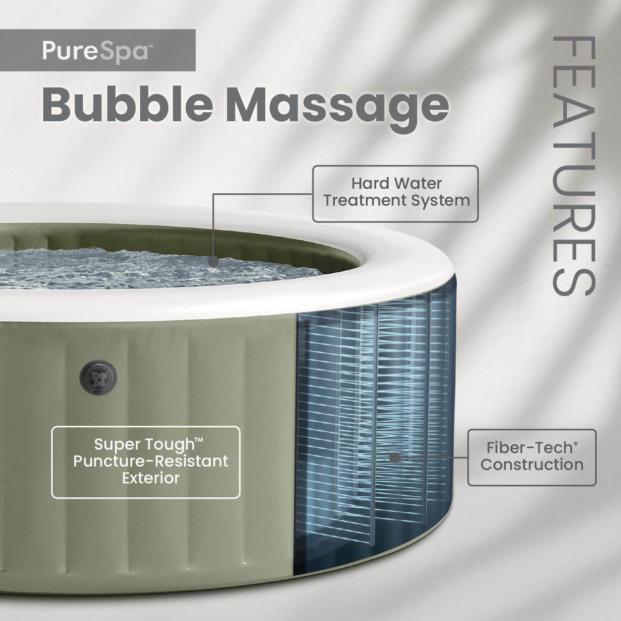 INTEX 28425EG PureSpa Bubble Massage Spa Set Outdoor Inflatable Portable Hot Tub, Includes Energy Efficient Spa Cover, Saltwater System Ready, 4 Person, 77in x 28in