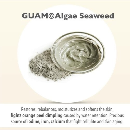Guam Seaweed & Tourmaline Thermal Mud Anticellulite Remover | 3-minute Shower Body Mask for Cellulite Removal | Hot Infrared FIR Anti Cellulite Treatment for Thighs and Legs, 1.1LB