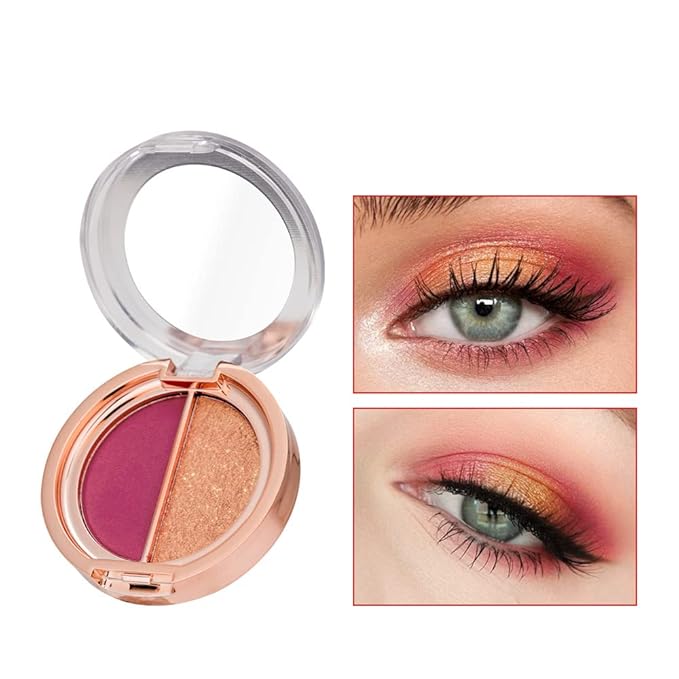 Double color eye shadow, high pigment eye makeup palette, matte shimmer metal eye shadow powder, waterproof and durable color eye makeup