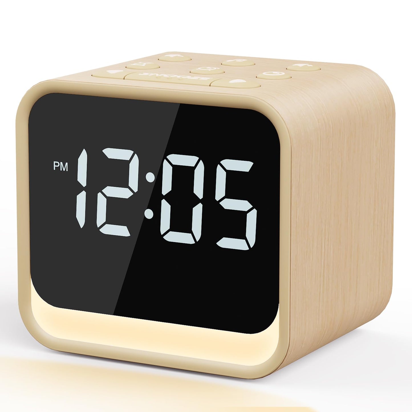 Housbay Wooden Sound Machine Alarm Clock for Bedrooms - Gentle Wake-Up with Birdsong, White Noise for Sleeping, Small Digital Clock for Phone-Free Routine - Maple Wood