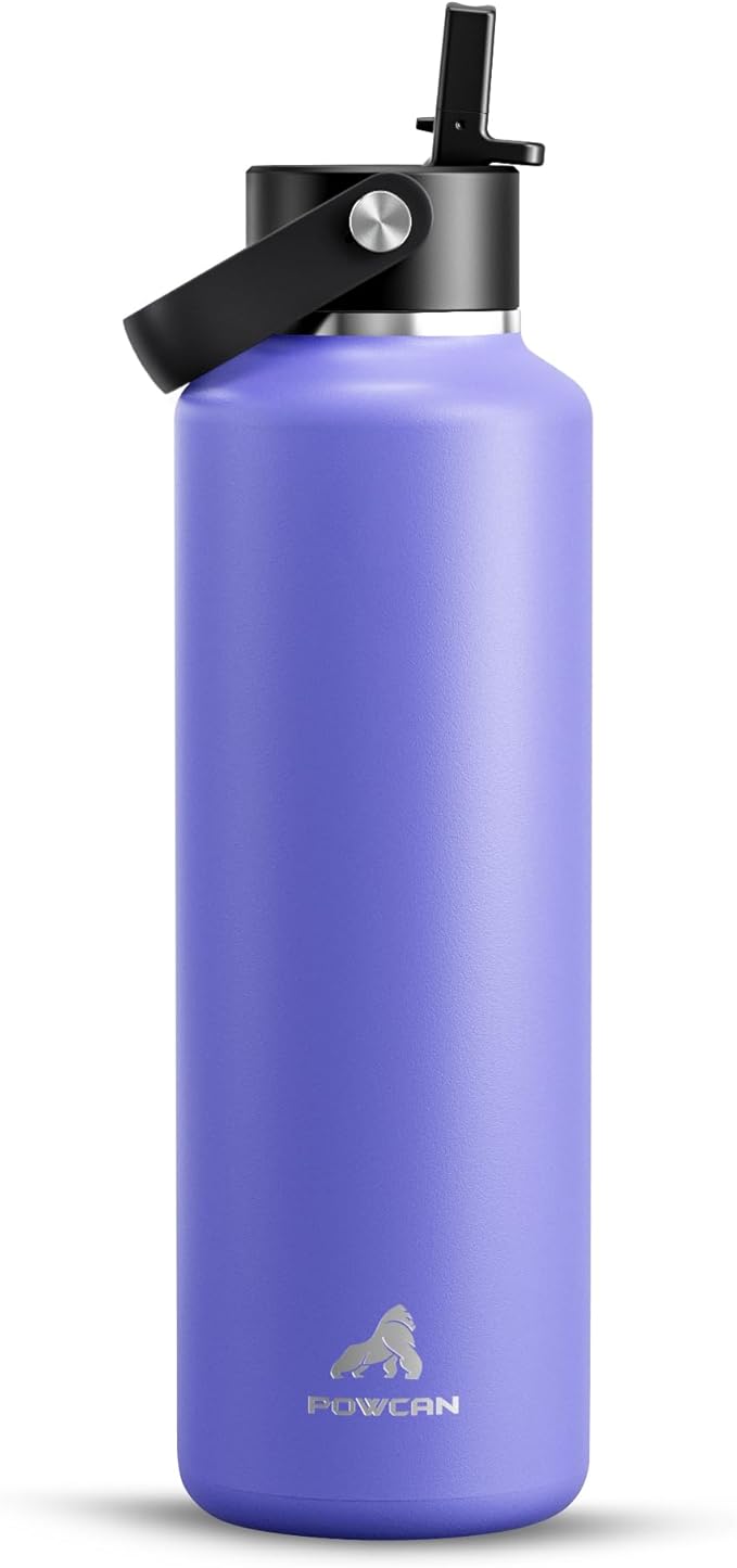POWCAN 24 oz Travel Water Bottle: Leakproof, Cold for 24H, BPA-Free, Top Handle, Insulated Stainless Steel Water Bottle wi...