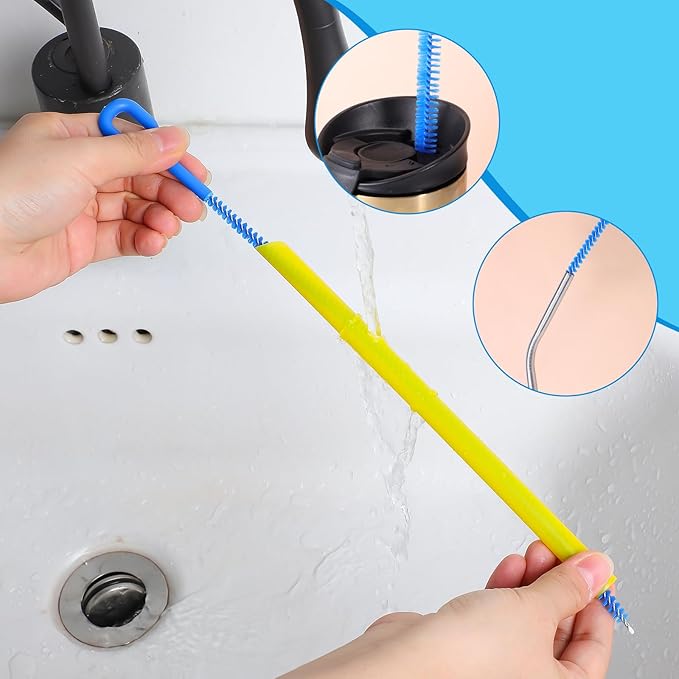5Pcs Straw Clean Brush Extra Long 12 Inch Reusable Straw Cleaner Accessories Diameters Ranging from 6-12mm for Water Bottles Tubes Sippy Cup