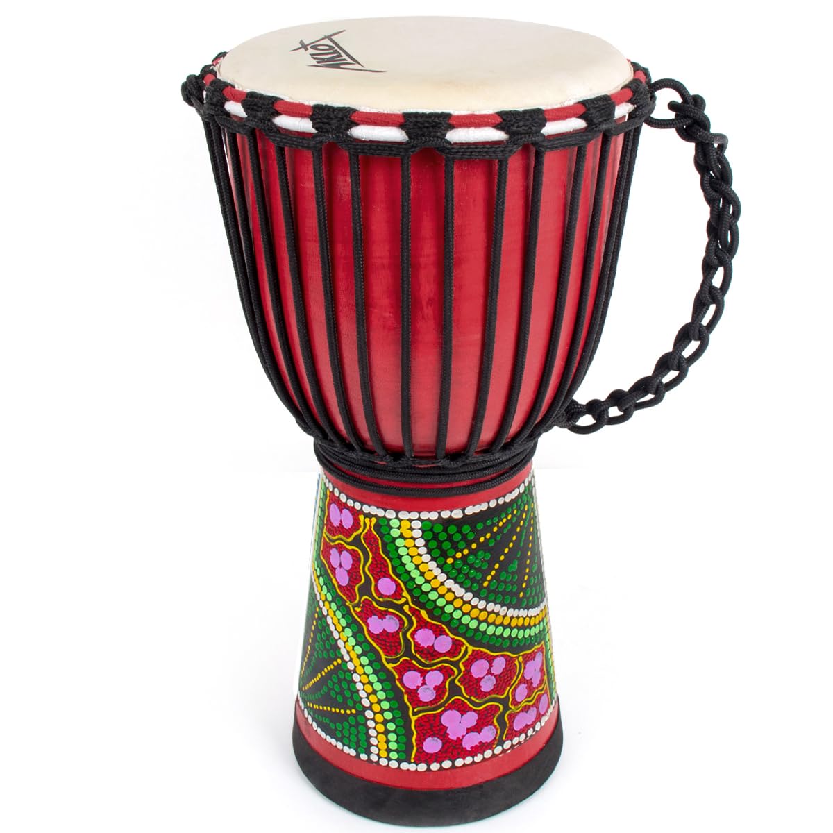 Djembes Drum Aklot African Drum Hand-Painted 9.5 X 20 Mahogany Goatskin Drumhead For Adults Starter Beginners