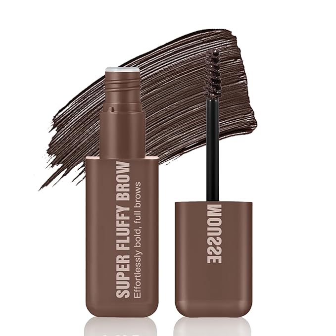 Brow Super Fluff Eyebrow Gel Mousse, Volumizing and Tinted Thickening Eyebrow, Waterproof, Long-Lasting, Easy-to-Use for Soft Full Brows, 4 Black Brown