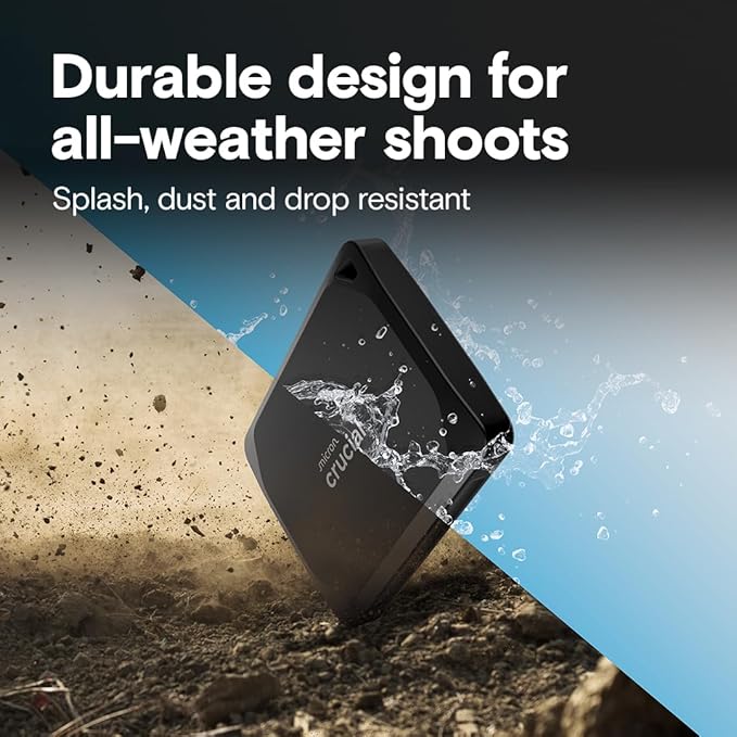 Crucial X10 Pro 2TB Portable SSD, Up to 2100MB/s Read, 2000MB/s Write, USB 3.2 USB-C, External Solid State Drive, Durable Storage for PC & Mac, for Professional Creators, Black - ‎CT2000X10PROSSD902