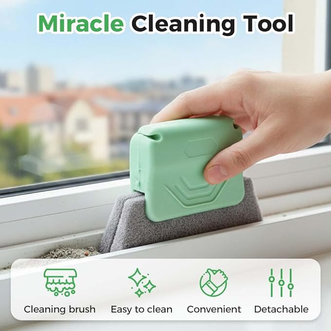 Magic Window Track Cleaner, 2026 New Window Groove Cleaning Brush Tools Set, Sliding Door Track Cleaner, Hand-held Window Track Cleaner Brushes Tools for Window lides Gaps (2, Pink+Grey)
