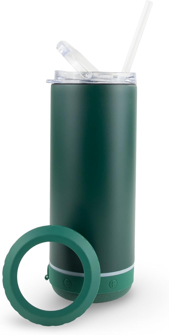 Hogg Bluetooth Tumbler 4 in 1 Can Cooler - Mistletoe, Universal Can Cooler for Drinks, Bluetooth Speaker Cup, Stainless St...
