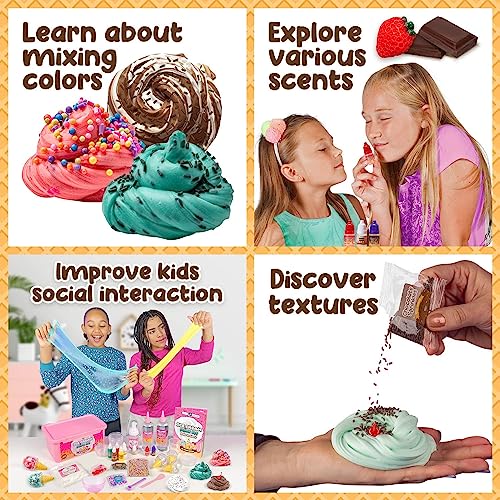 Original Stationery Ice Cream Slime Kit for Girls, DIY Cherry-Scented Slime Making Set with 31 Pieces, Fun Arts and Crafts...