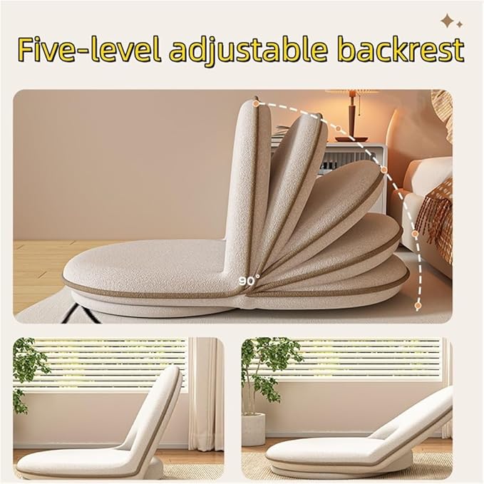 Folding Swivel Tatami Floor Chair with Back Support, Comfortable Meditation Chair, Lazy Sofa for Bedroom, Floor Seat, Floor Cushions for Adults(Gray)