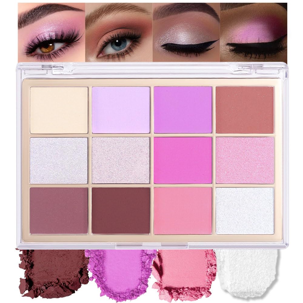 Silver Purple Mauve Eyeshadow Palette,Natural Neutral Warm Cream Light Colors Eyeshadow Palette,Eye Shadow Palette Long Lasting