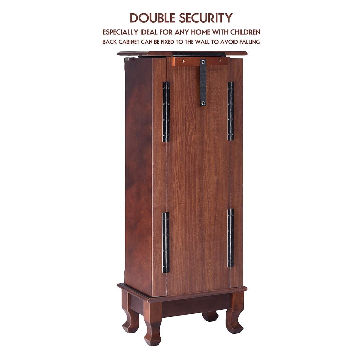 OFFICEJOY Jewelry Armoire Cabinet, Wooden Standing Jewelry Box w/ 7 Drawer, 2 Side Door, Flip Top Mirror, 12 Necklace Hook, Tall Jewelry Storage Chest for Women