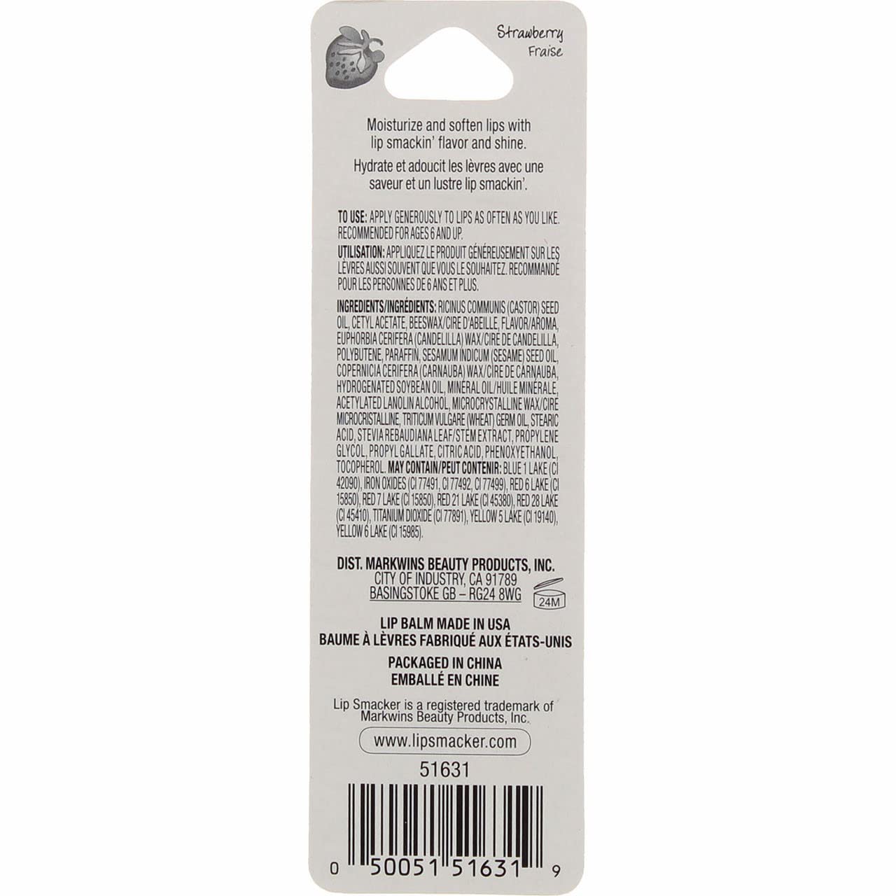 Lip Smacker Strawberry Lip Balm, 0.14 oz (Pack of 10)