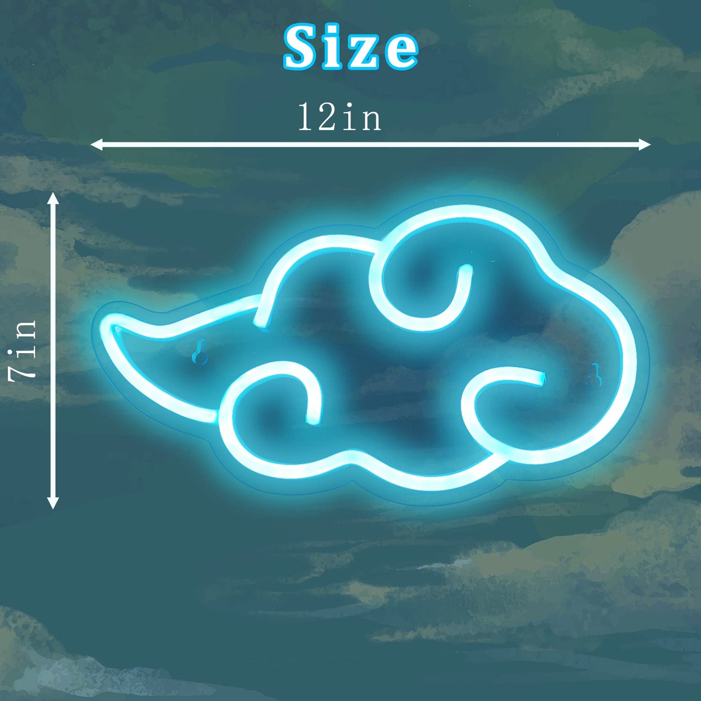 Dleouly Anime Neon Sign, LED Blue Cloud Neon Signs for Wall Decor, Dimmable Gaming Neon Sign Wall Signs USB Night Neon Light for Bedroom Game Room Man Cave Party, Gifts for Your Son, Boyfriend(12x7in)