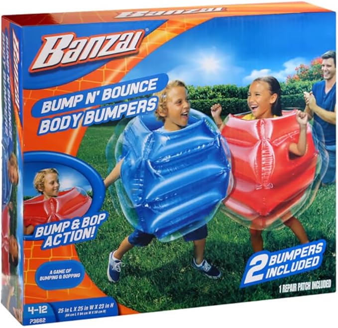 BANZAI: Bump N' Bounce Body Bumpers, A Game of Bumping & Bopping, 2 Bumpers Included in Red & Blue, Fun & Safe Cushion Inf...